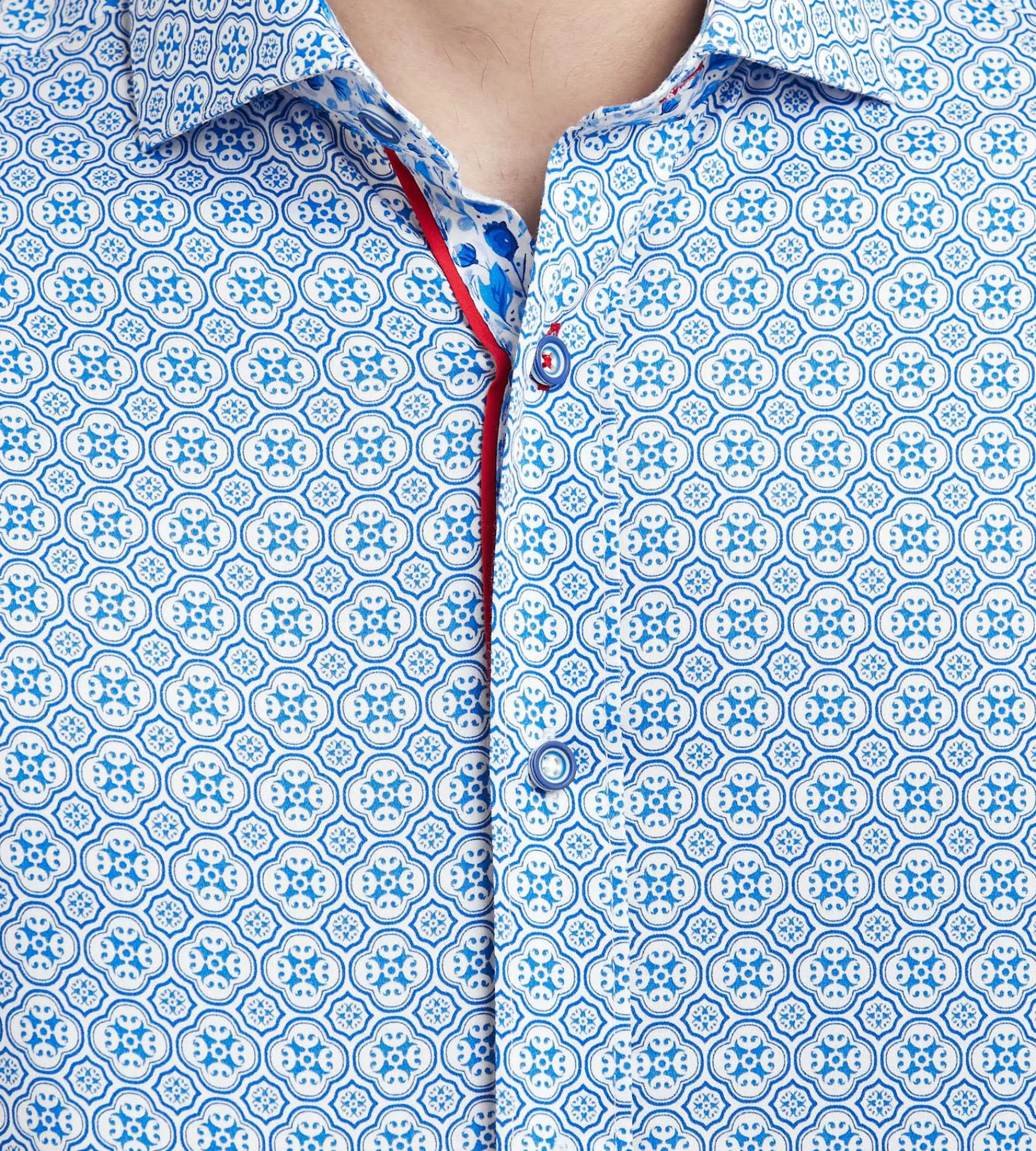 Jermyn & Bond Casual Shirts*Modern Fit Long Sleeve Printed Casual Shirt Blue