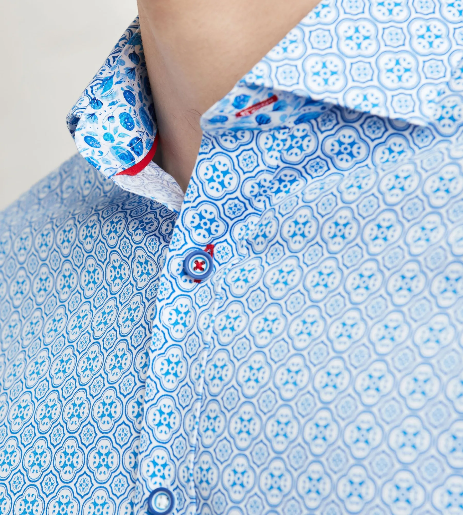 Jermyn & Bond Casual Shirts*Modern Fit Long Sleeve Printed Casual Shirt Blue