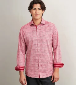 Jermyn & Bond Casual Shirts*Modern Fit Long Sleeve Printed Casual Shirt Red