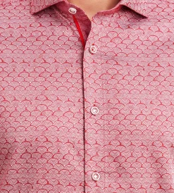 Jermyn & Bond Casual Shirts*Modern Fit Long Sleeve Printed Casual Shirt Red
