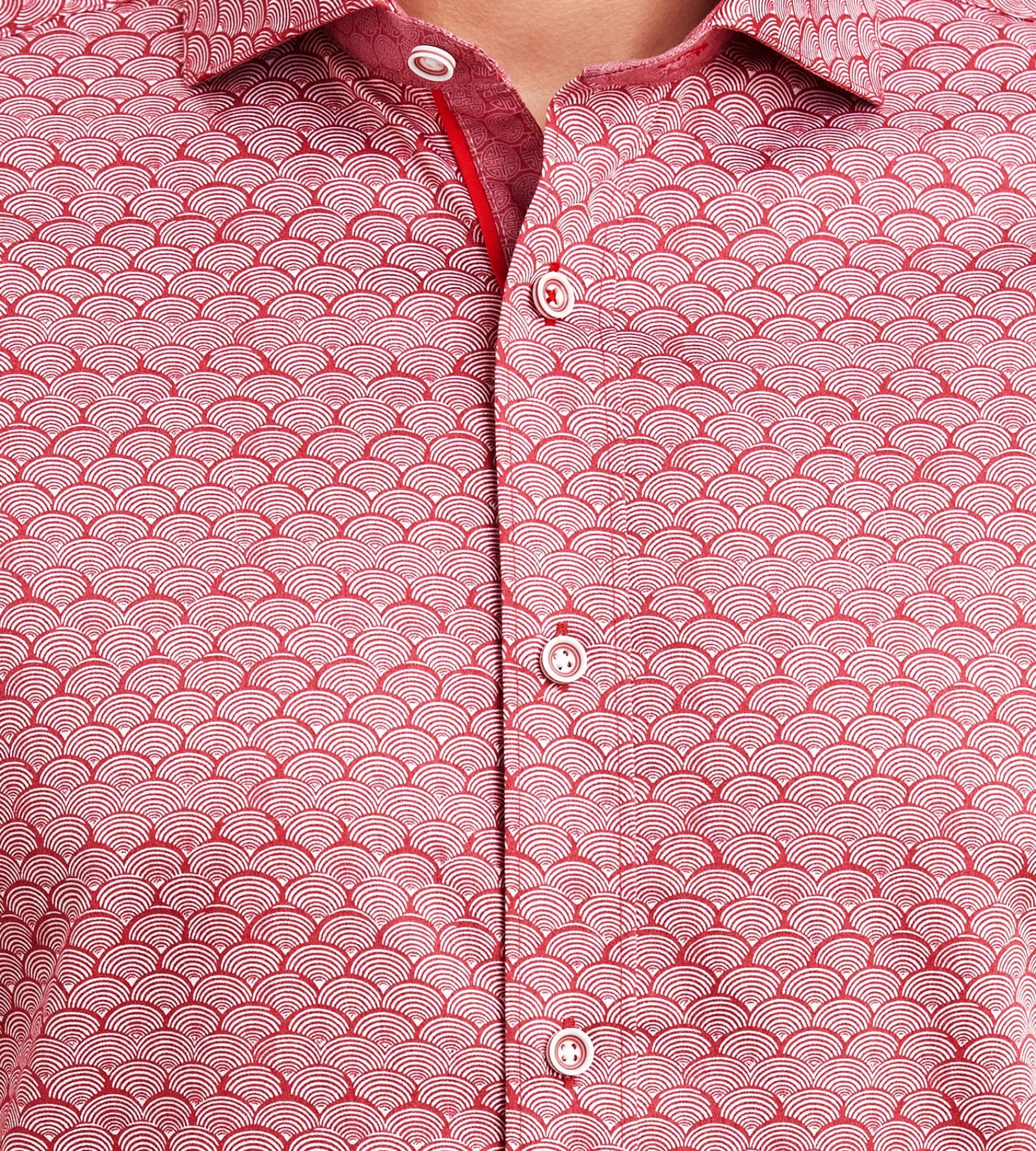 Jermyn & Bond Casual Shirts*Modern Fit Long Sleeve Printed Casual Shirt Red