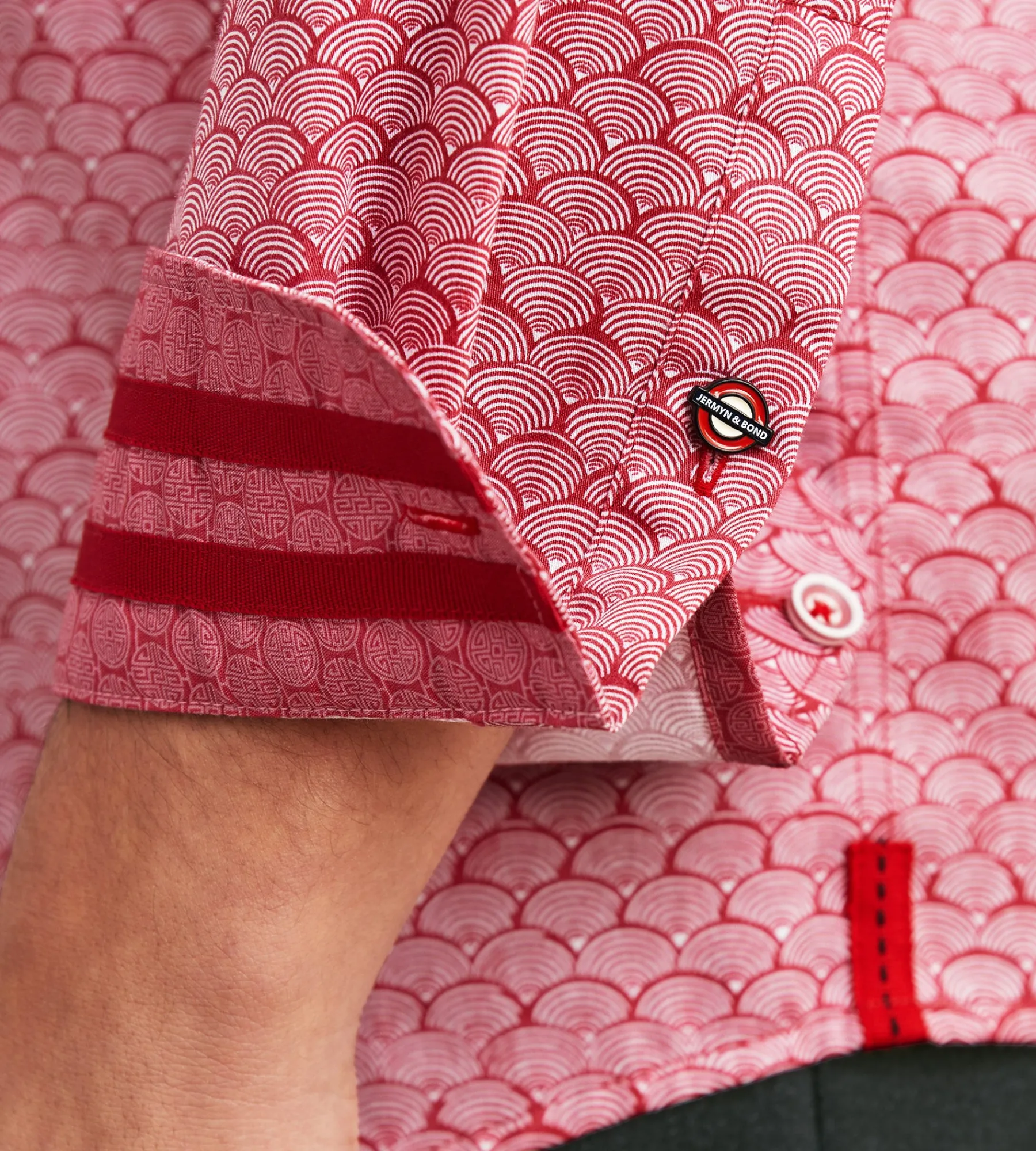 Jermyn & Bond Casual Shirts*Modern Fit Long Sleeve Printed Casual Shirt Red