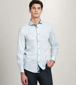 Jermyn & Bond Casual Shirts*Modern Fit Long Sleeve Water Colour Casual Shirt Light blue