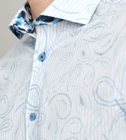 Jermyn & Bond Casual Shirts*Modern Fit Long Sleeve Water Colour Casual Shirt Light blue