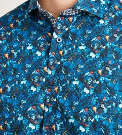 Jermyn & Bond Casual Shirts*Modern Fit Long Sleeve Water Colour Casual Shirt Navy