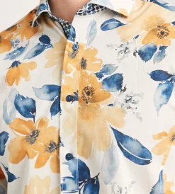 Jermyn & Bond Casual Shirts*Modern Fit Long Sleeve Water Colour Casual Shirt Yellow