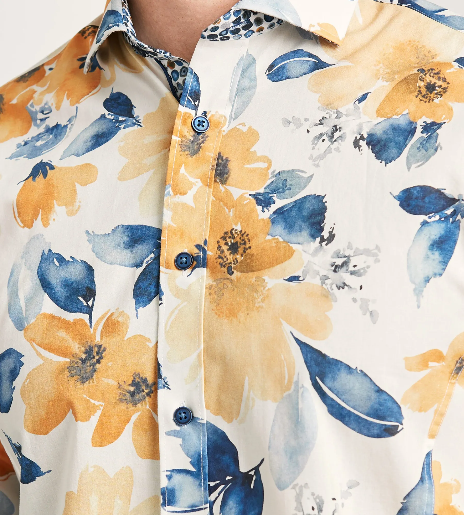 Jermyn & Bond Casual Shirts*Modern Fit Long Sleeve Water Colour Casual Shirt Yellow