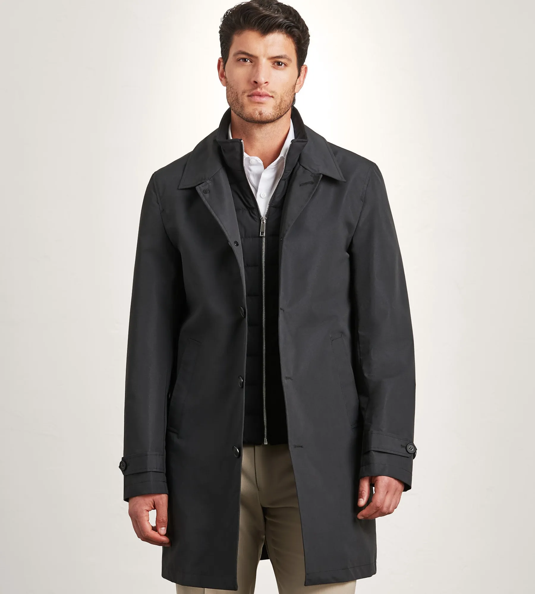 Hechter Paris Coats, Jackets & Vests|Coats, Jackets & Vests*Modern Fit Mac Coat with Removable Bib Black