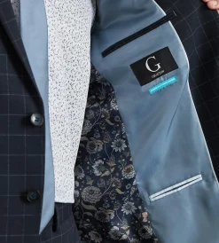 G Grafton Suit Separates*Modern Fit Navy Windowpane Suit