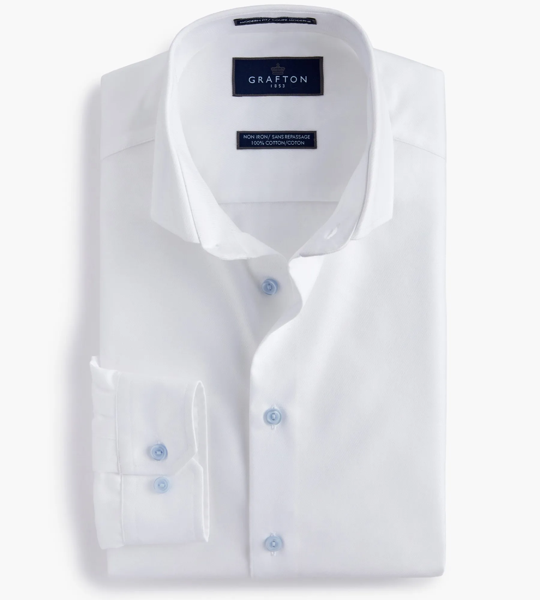 Grafton 1853 Dress Shirts*Modern Fit Non-Iron Dress Shirt Blue