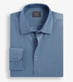 Bellissimo Dress Shirts*Modern Fit Non-Iron Printed Sateen Dress Shirt Oxford blue