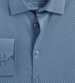 Bellissimo Dress Shirts*Modern Fit Non-Iron Printed Sateen Dress Shirt Oxford blue