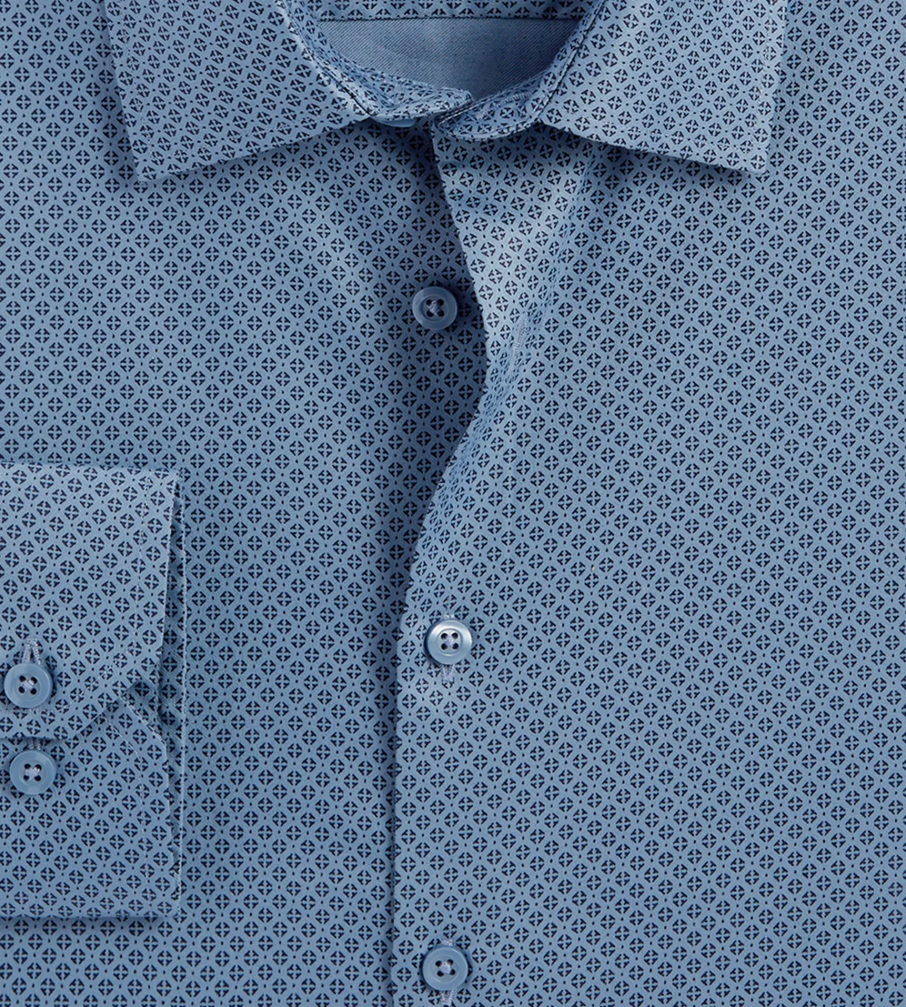Bellissimo Dress Shirts*Modern Fit Non-Iron Printed Sateen Dress Shirt Oxford blue