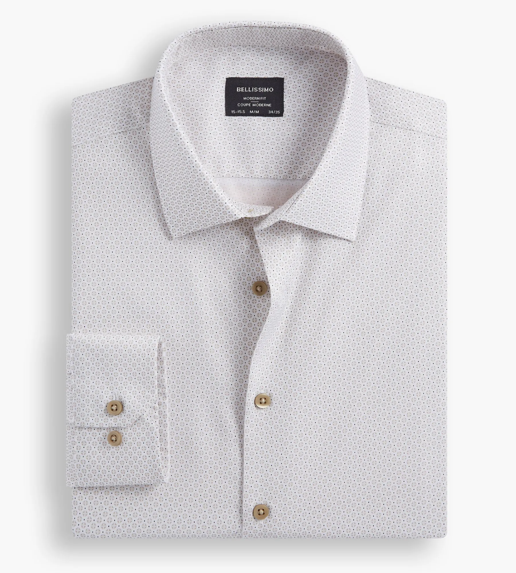 Bellissimo Dress Shirts*Modern Fit Non-Iron Printed Sateen Dress Shirt Light brown