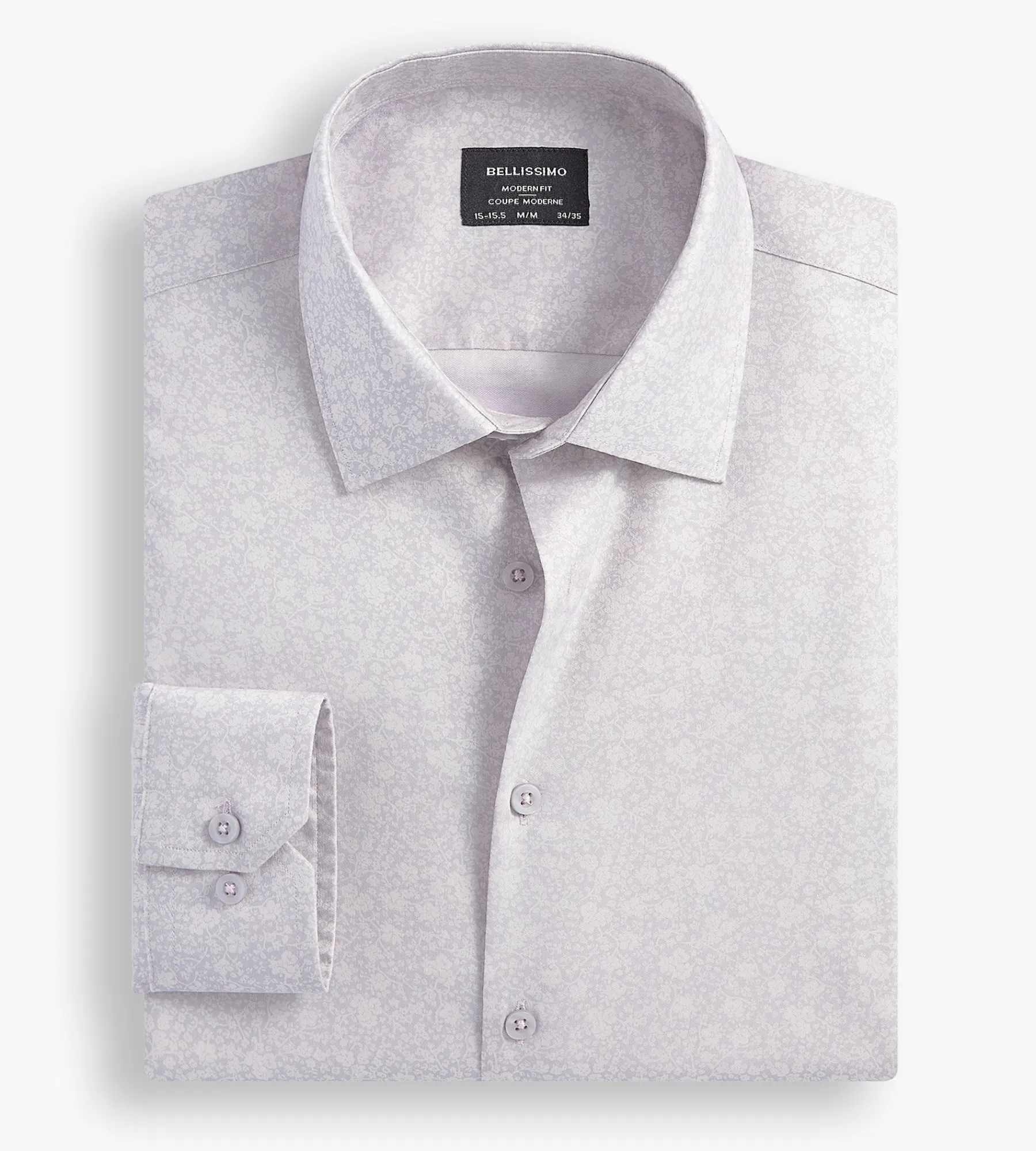 Bellissimo Dress Shirts*Modern Fit Non-Iron Printed Sateen Dress Shirt Pale purple