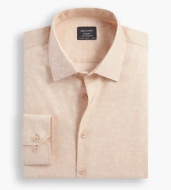 Bellissimo Dress Shirts*Modern Fit Non-Iron Printed Sateen Dress Shirt Pale peach