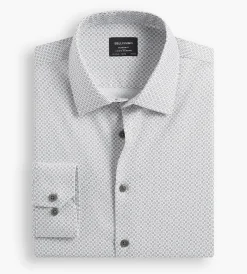 Bellissimo Dress Shirts*Modern Fit Non-Iron Printed Sateen Dress Shirt White