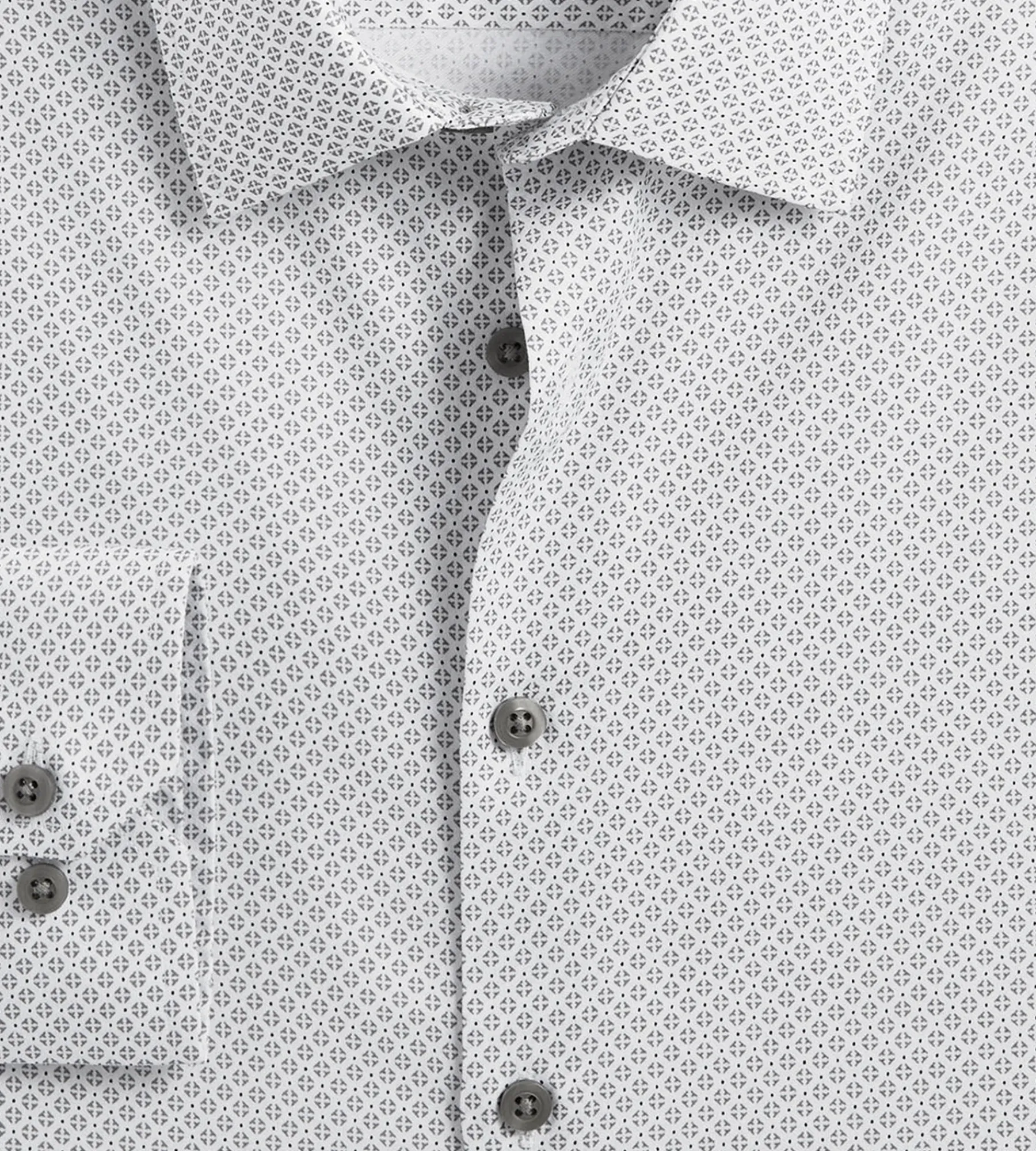 Bellissimo Dress Shirts*Modern Fit Non-Iron Printed Sateen Dress Shirt White