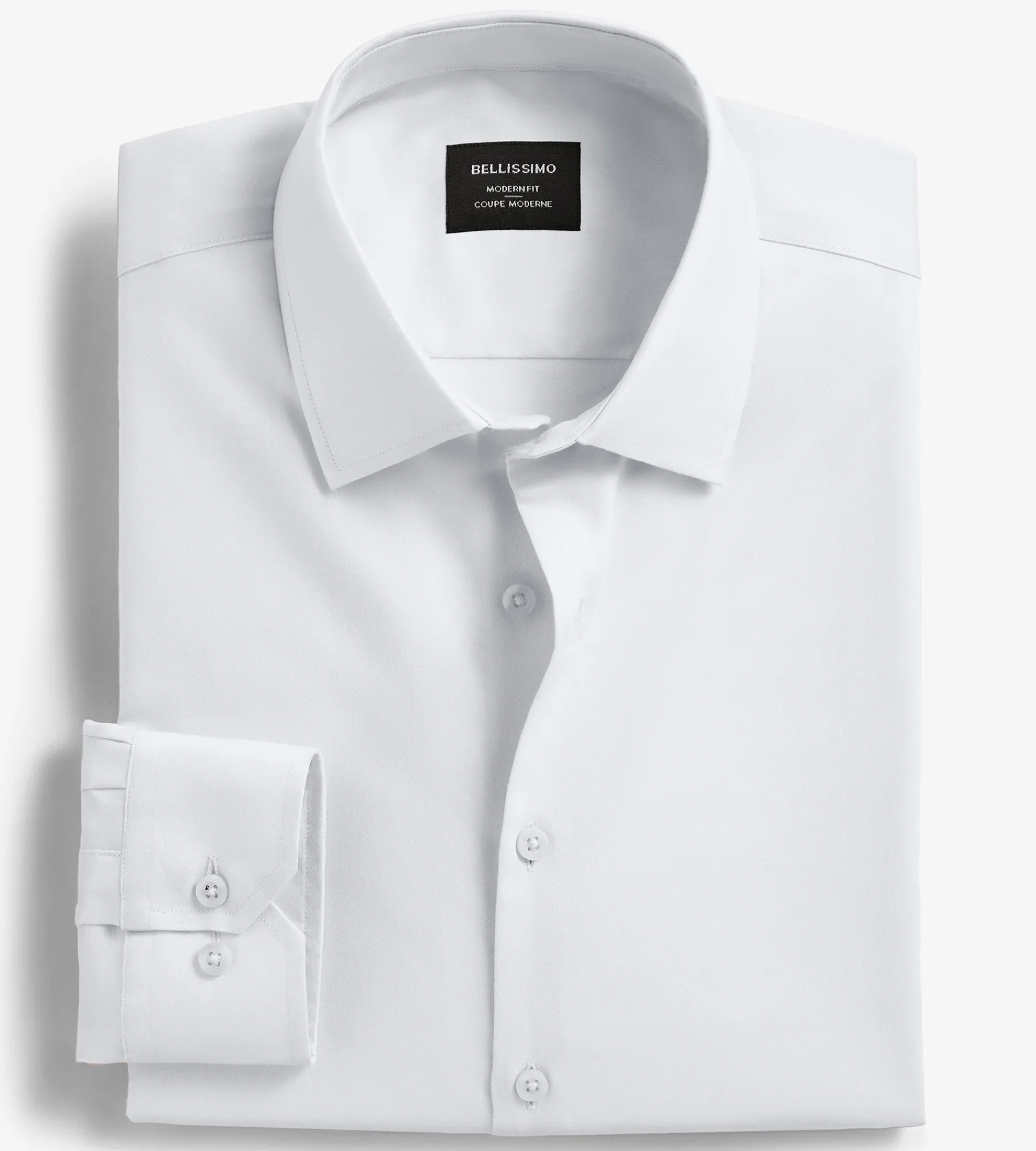 Bellissimo Dress Shirts*Modern Fit Non-Iron Sateen Dress Shirt White