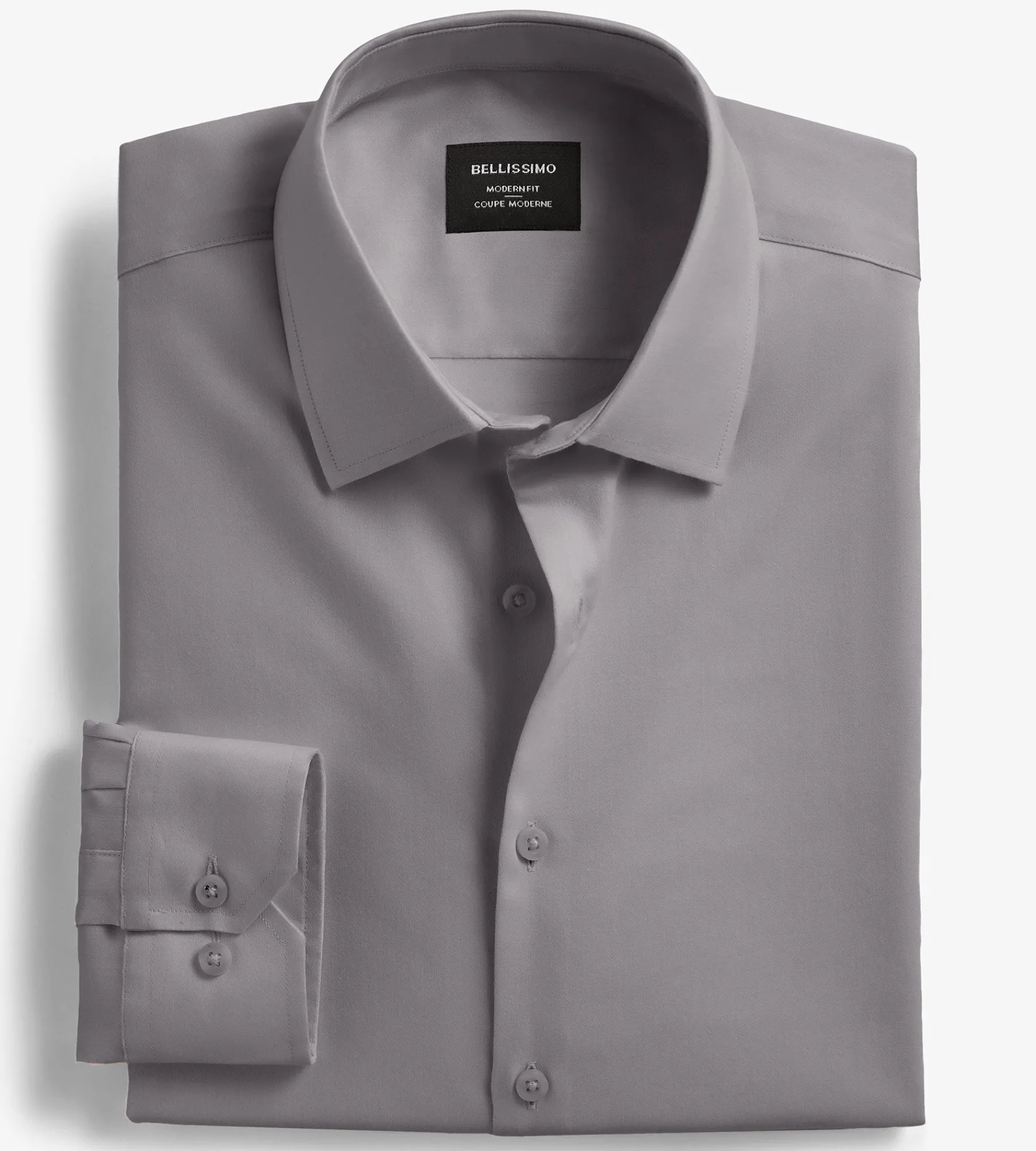 Bellissimo Dress Shirts*Modern Fit Non-Iron Sateen Dress Shirt White