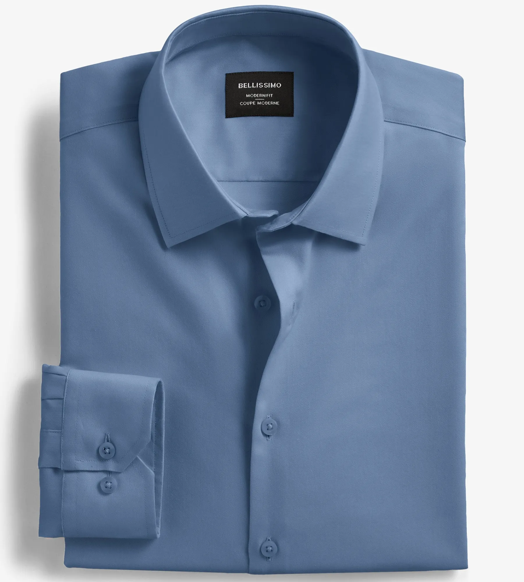 Bellissimo Dress Shirts*Modern Fit Non-Iron Sateen Dress Shirt Oxford blue