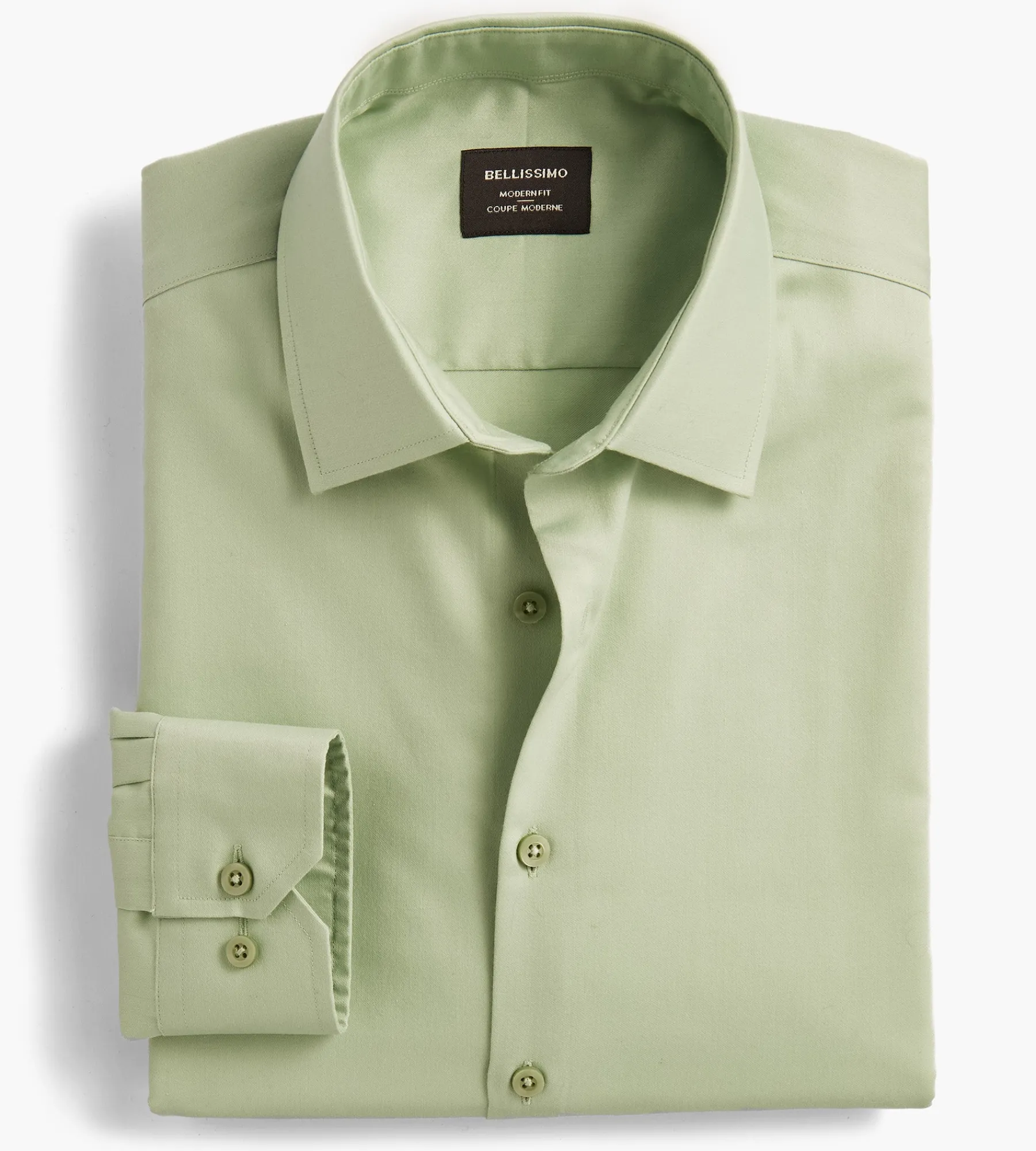 Bellissimo Dress Shirts*Modern Fit Non-Iron Sateen Dress Shirt Sage
