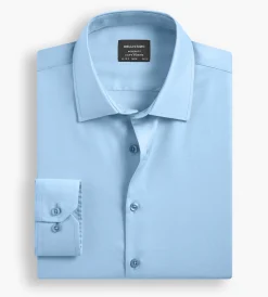 Bellissimo Dress Shirts*Modern Fit Non-Iron Sateen Dress Shirt Blue