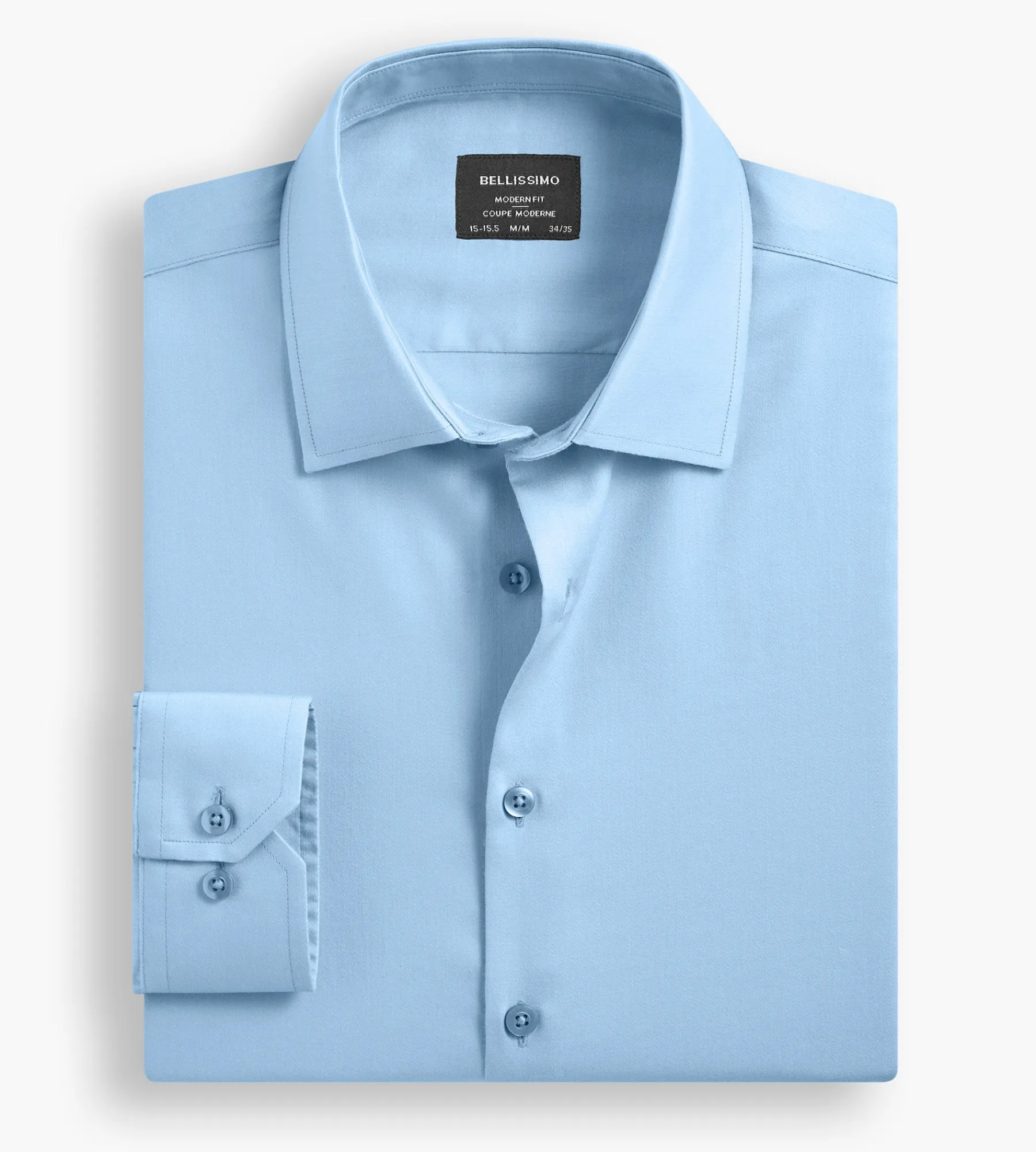 Bellissimo Dress Shirts*Modern Fit Non-Iron Sateen Dress Shirt Blue