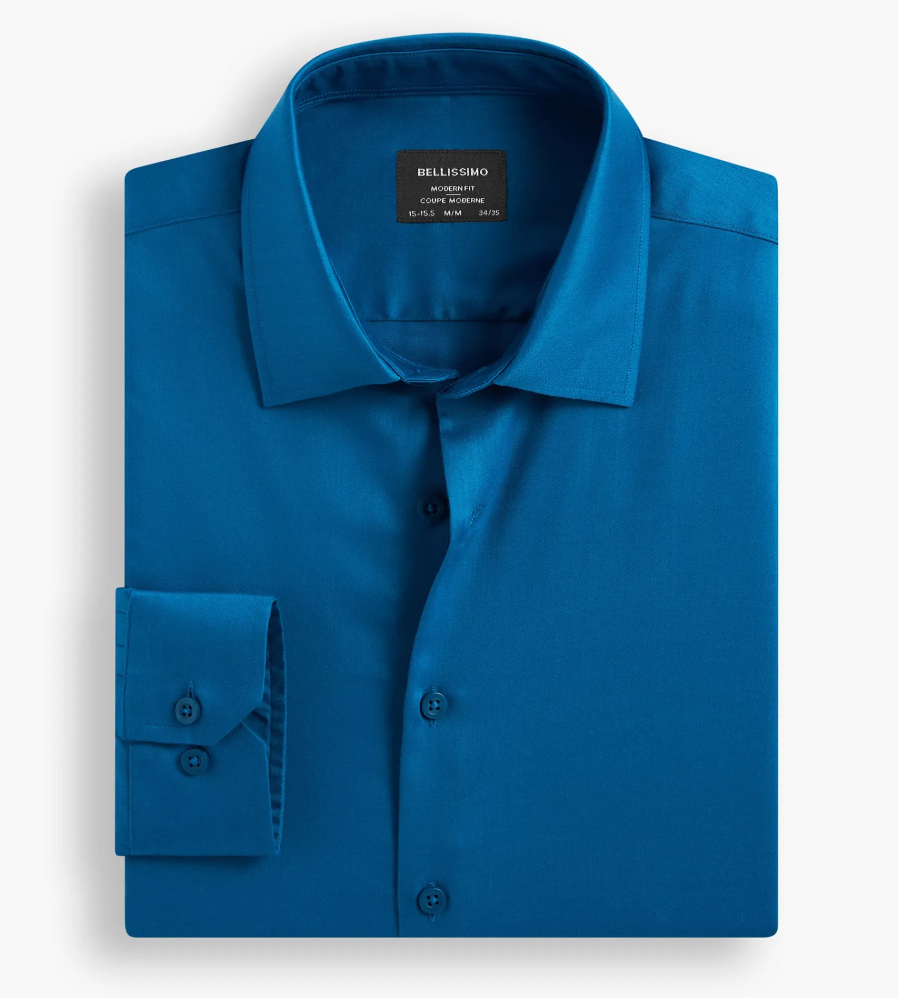 Bellissimo Dress Shirts*Modern Fit Non-Iron Sateen Dress Shirt Bright blue
