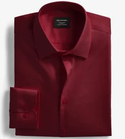 Bellissimo Dress Shirts*Modern Fit Non-Iron Sateen Dress Shirt Wine