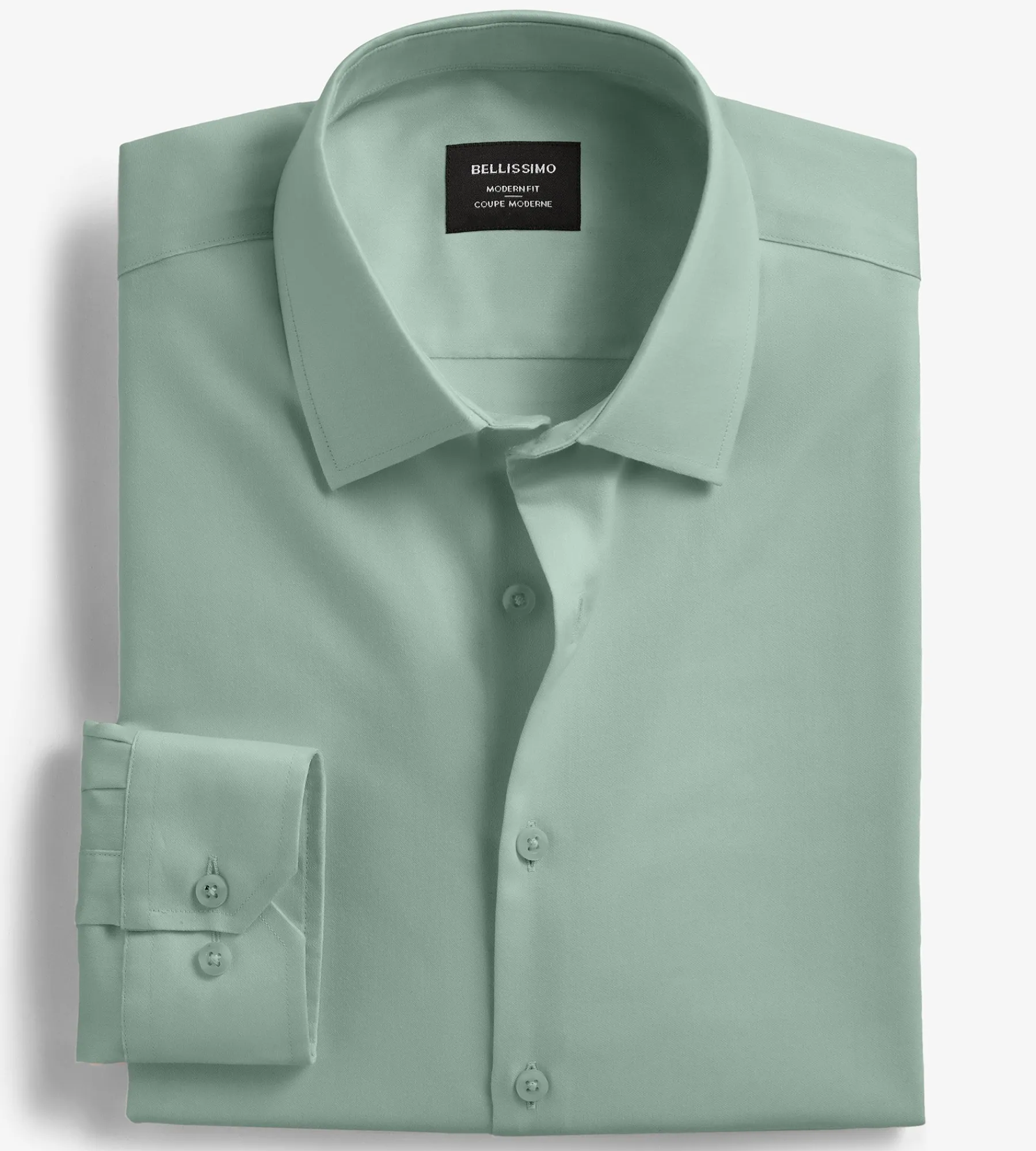 Bellissimo Dress Shirts*Modern Fit Non-Iron Sateen Dress Shirt Light green
