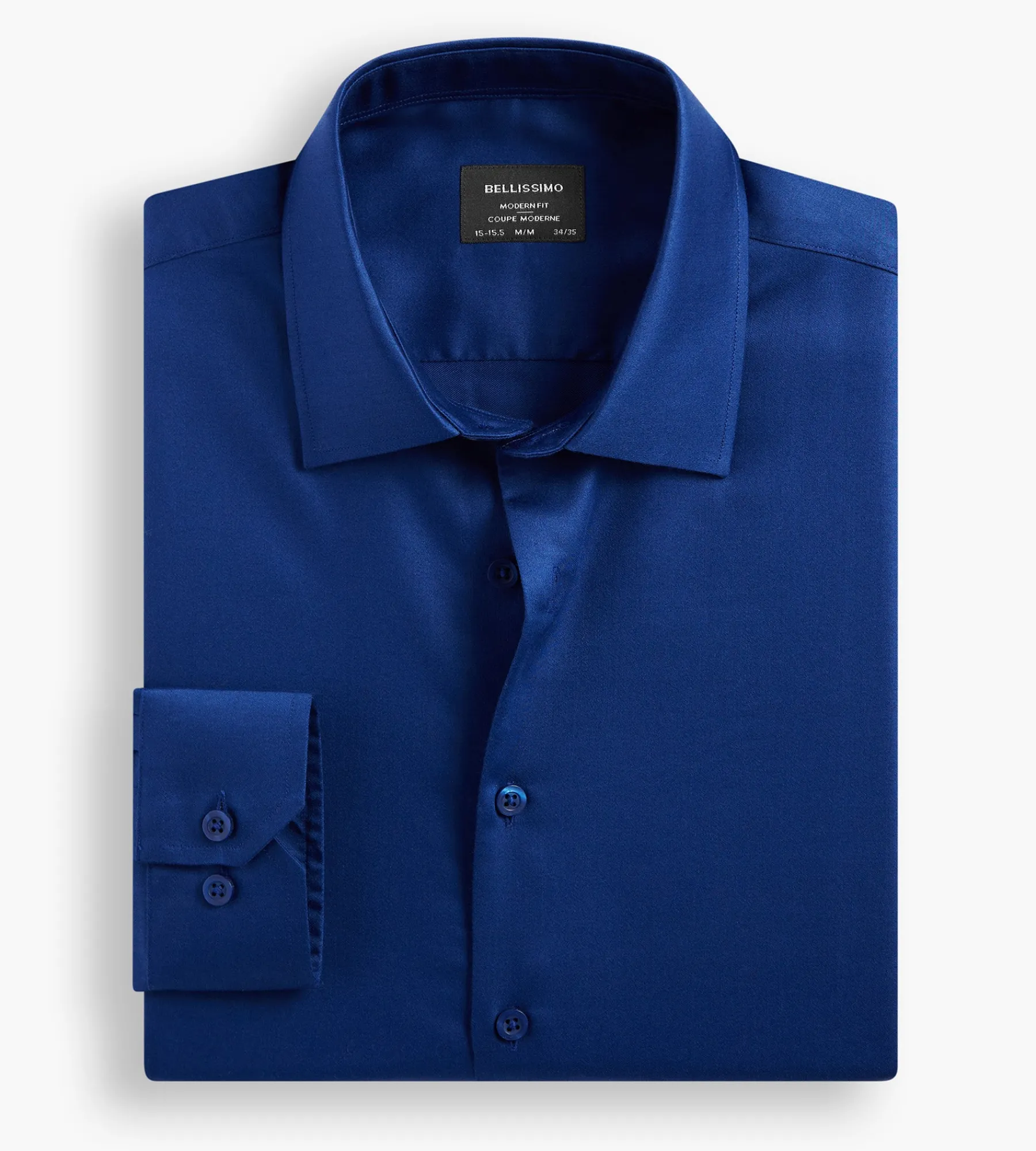 Bellissimo Dress Shirts*Modern Fit Non-Iron Sateen Dress Shirt Cobalt