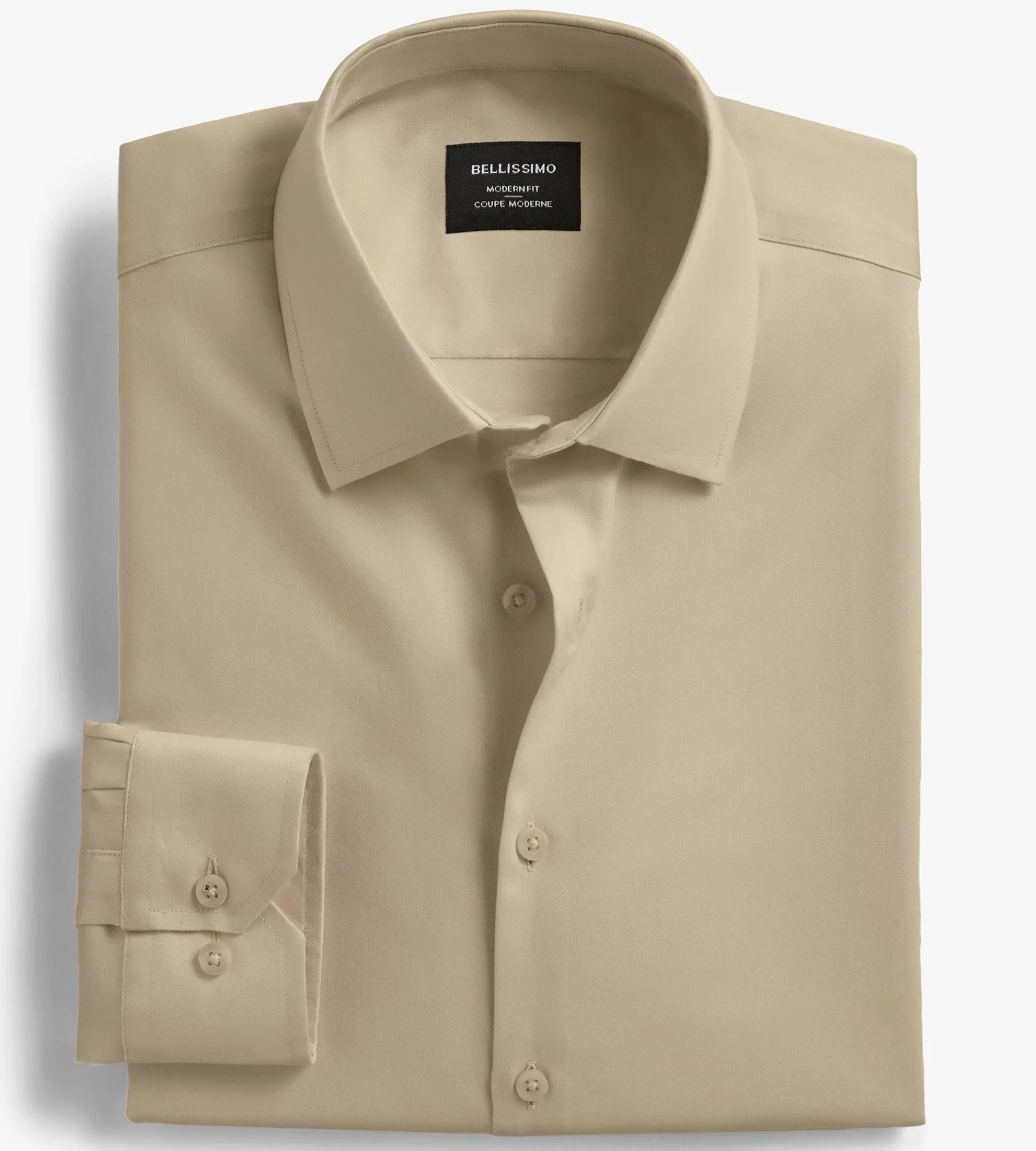 Bellissimo Dress Shirts*Modern Fit Non-Iron Sateen Dress Shirt Tan