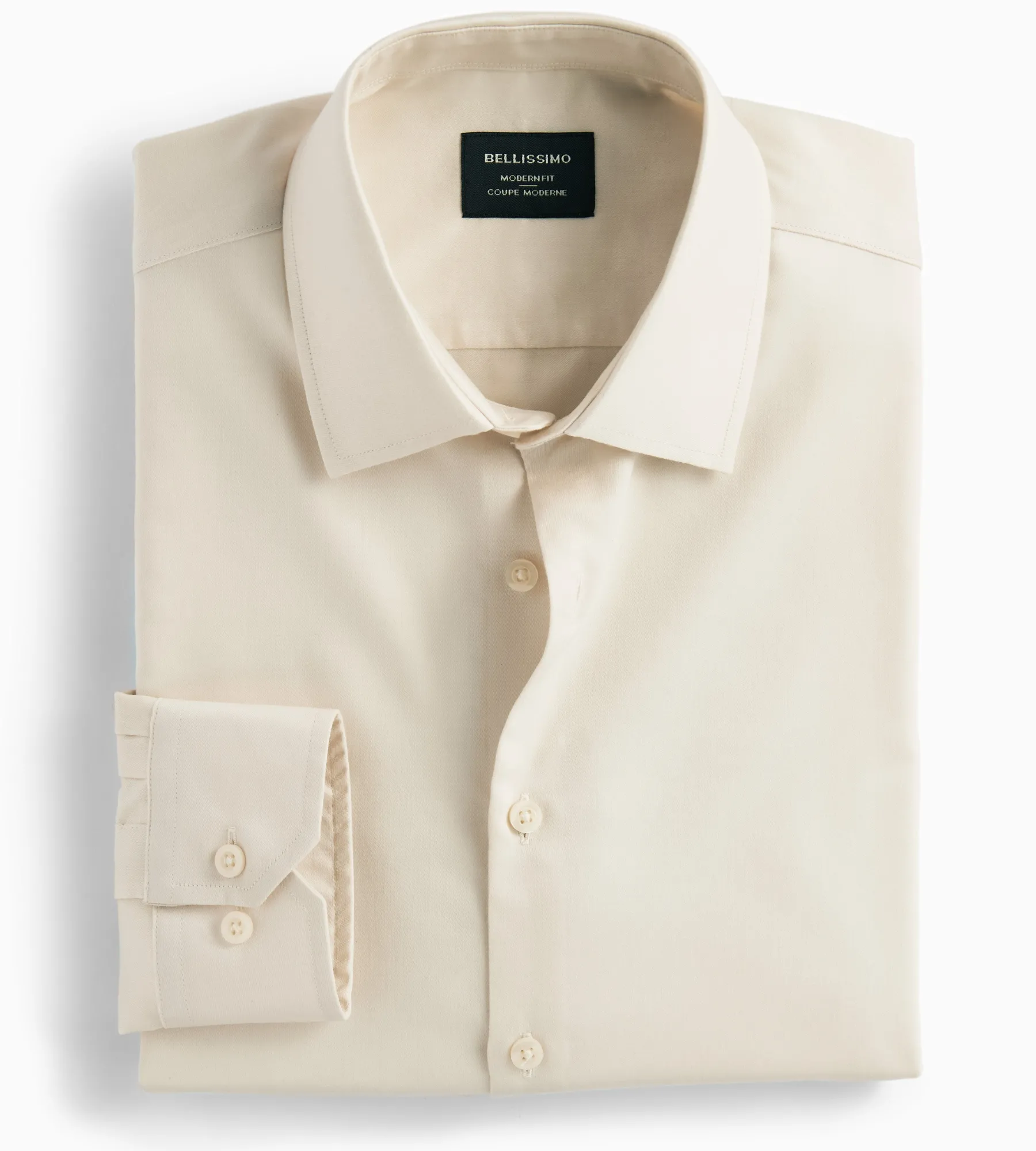 Bellissimo Dress Shirts*Modern Fit Non-Iron Sateen Dress Shirt Ivory