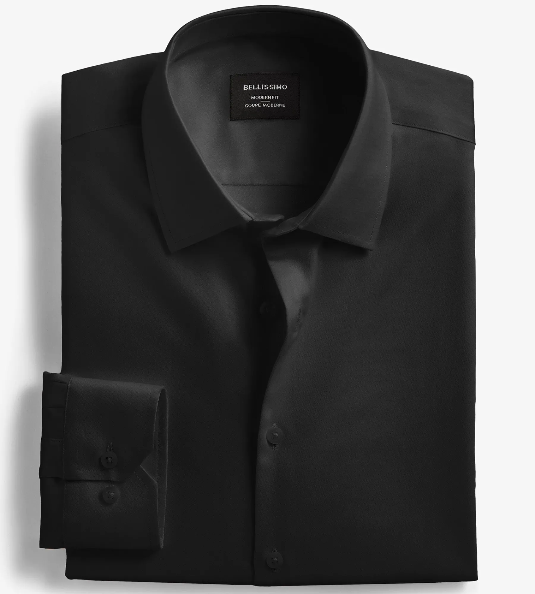 Bellissimo Dress Shirts*Modern Fit Non-Iron Sateen Dress Shirt Black