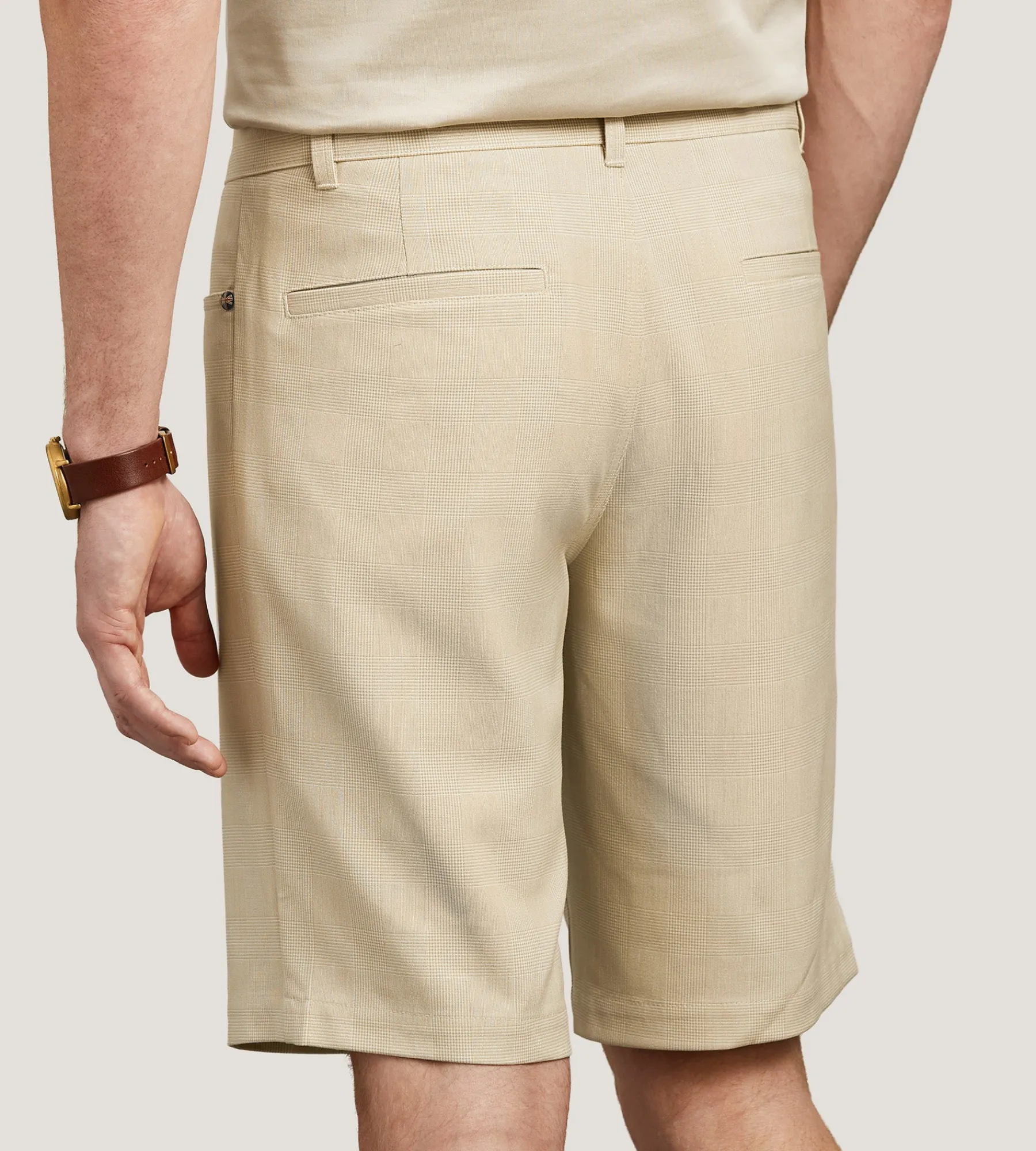 Jermyn & Bond Shorts*Modern Fit Plaid 5 Pocket Shorts Sand