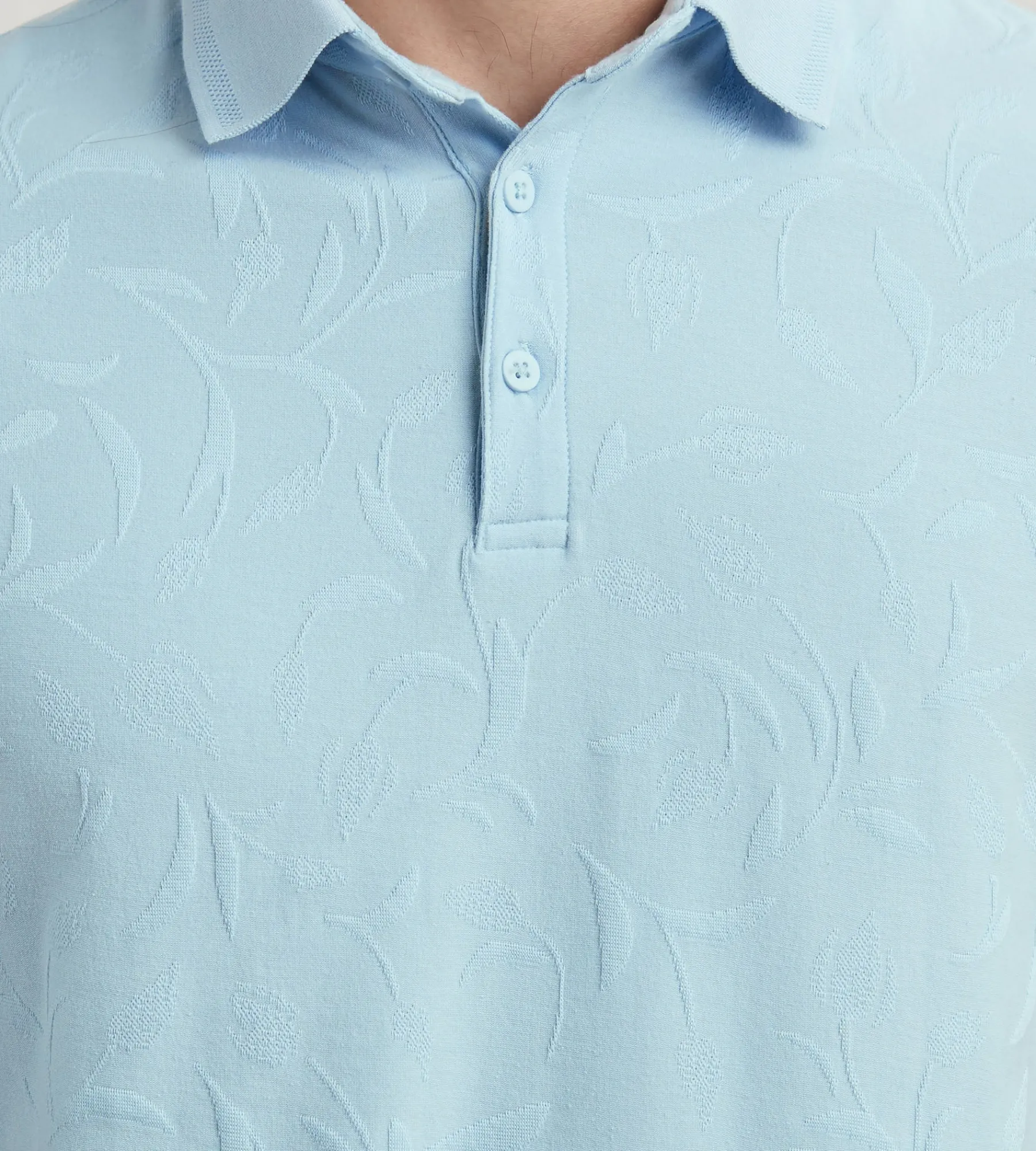 Hechter Paris Polos*Modern Fit Short Sleeve Button Down Jacquard Polo Ivory