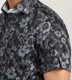 Jermyn & Bond Short Sleeve Shirts|Casual Shirts*Modern Fit Short Sleeve Floral Pattern Casual Shirt Dark grey