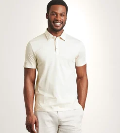 Hechter Paris Polos*Modern Fit Short Sleeve Geo Pattern Structured Collar Polo Sand