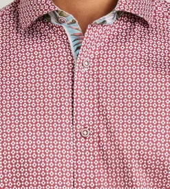 Jermyn & Bond Short Sleeve Shirts|Casual Shirts*Modern Fit Short Sleeve Geo Pattern Casual Shirt Raspberry