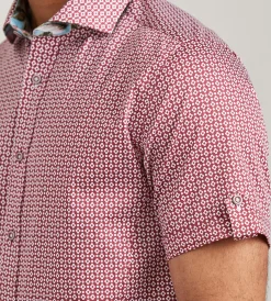 Jermyn & Bond Short Sleeve Shirts|Casual Shirts*Modern Fit Short Sleeve Geo Pattern Casual Shirt Raspberry