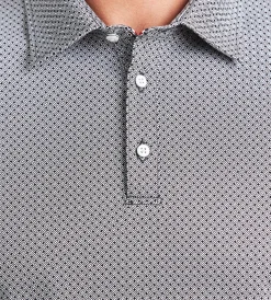 Hechter Paris Polos*Modern Fit Short Sleeve Geo Pattern Structured Collar Polo Black
