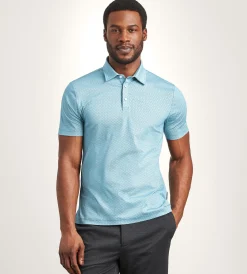Hechter Paris Polos*Modern Fit Short Sleeve Geo Pattern Structured Collar Polo Dark teal