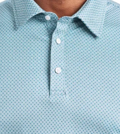 Hechter Paris Polos*Modern Fit Short Sleeve Geo Pattern Structured Collar Polo Dark teal