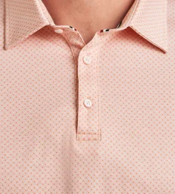 Hechter Paris Polos*Modern Fit Short Sleeve Geo Pattern Structured Collar Polo Coral