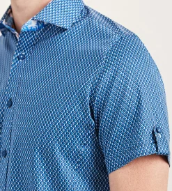 Jermyn & Bond Short Sleeve Shirts|Casual Shirts*Modern Fit Short Sleeve Geo Pattern Casual Shirt Navy