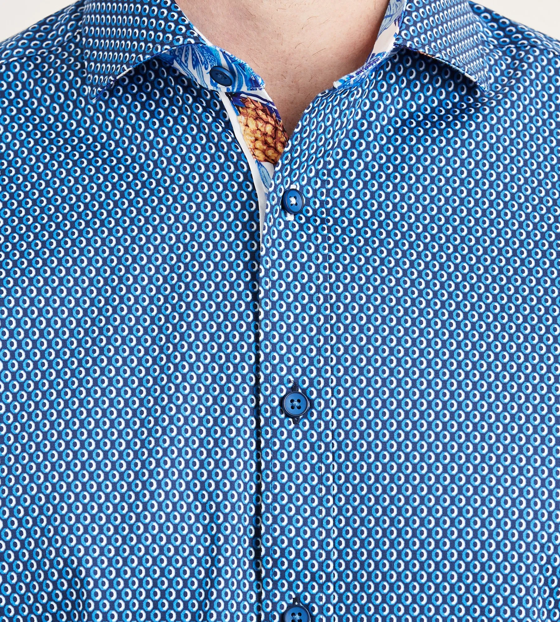 Jermyn & Bond Short Sleeve Shirts|Casual Shirts*Modern Fit Short Sleeve Geo Pattern Casual Shirt Navy