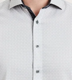 Jermyn & Bond Casual Shirts|Short Sleeve Shirts*Modern Fit Short Sleeve Geo Pattern Casual Shirt Grey
