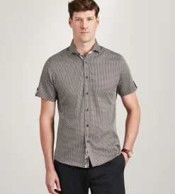 Jermyn & Bond Short Sleeve Shirts|Casual Shirts*Modern Fit Short Sleeve Geo Pattern Casual Shirt Black