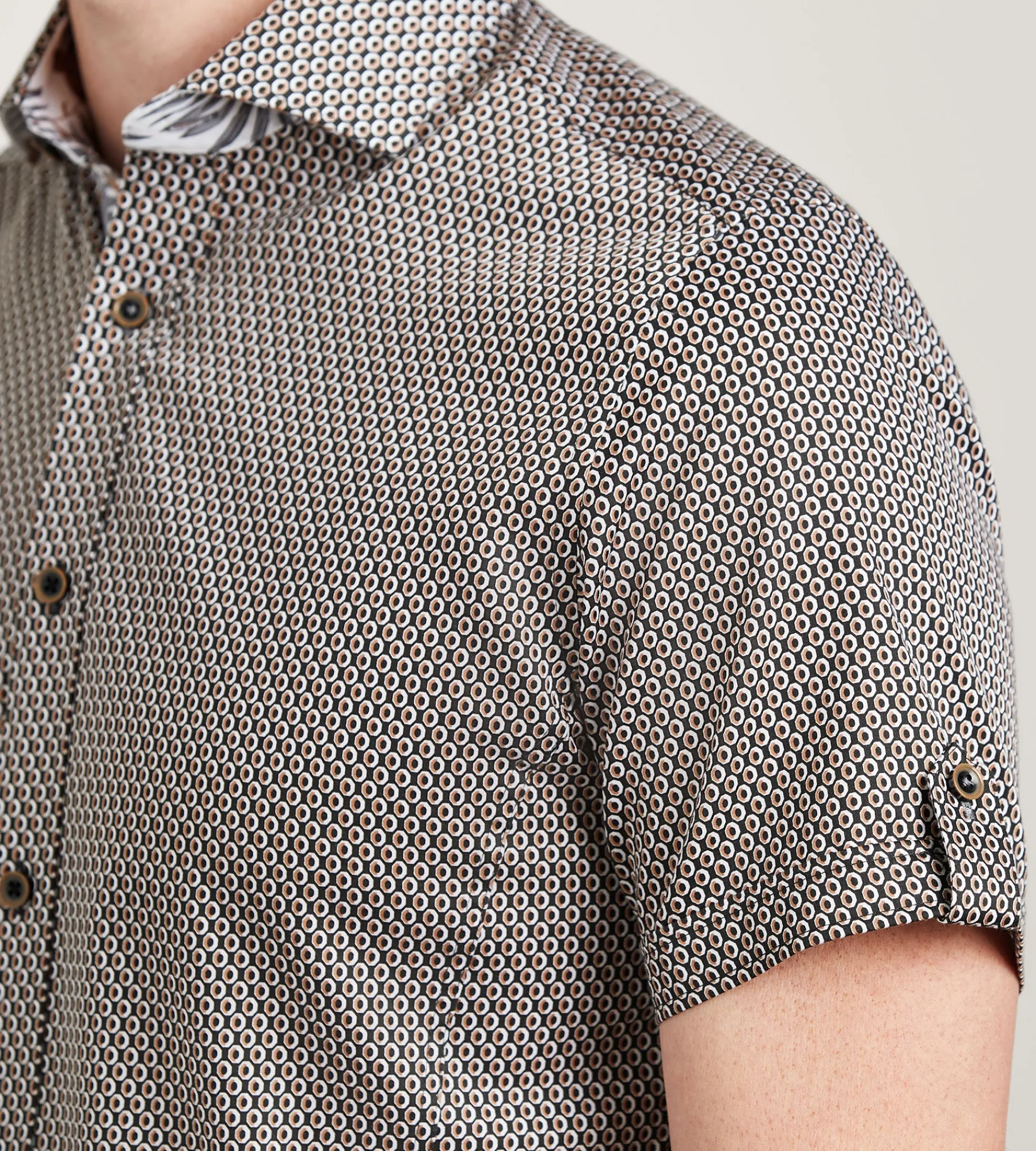 Jermyn & Bond Short Sleeve Shirts|Casual Shirts*Modern Fit Short Sleeve Geo Pattern Casual Shirt Black